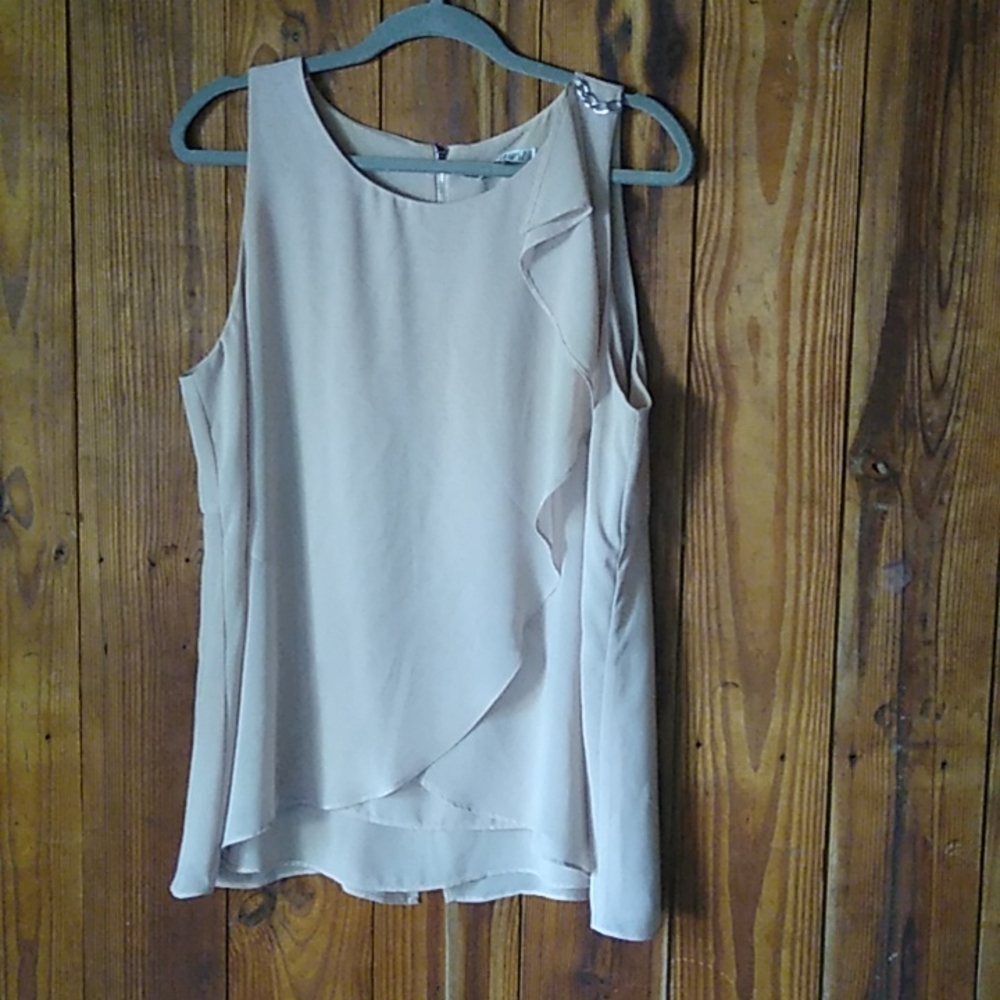 Jennifer Lopez Sleeveless Top, 100% Polyester, Pale Pink To Beige, Size XL